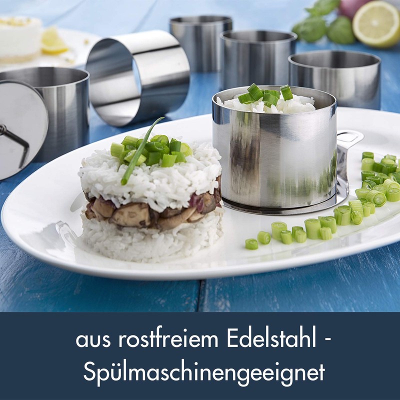 CHG Set 245-06-60 8-Piece Dessert/Food Ring Set 6 Dessert Rings