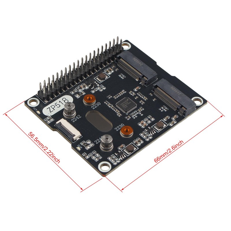 ZDE ZP518 PCIe to Dual M.2 HAT Key-M NVMe SSD