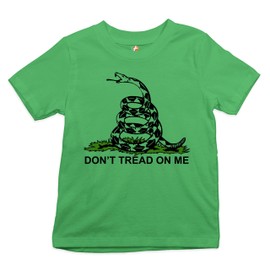 Don't Tread On Me Kid's T-Shirt Gadsden Flag American Patriot US Boys Girls Tee Green Medium