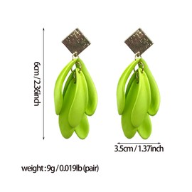 XYAYOU Bohemian Candy Color Acrylic Flower Rose Petal Floral Long Dangle Drop Earrings for Women Jewelry Gifts (green)