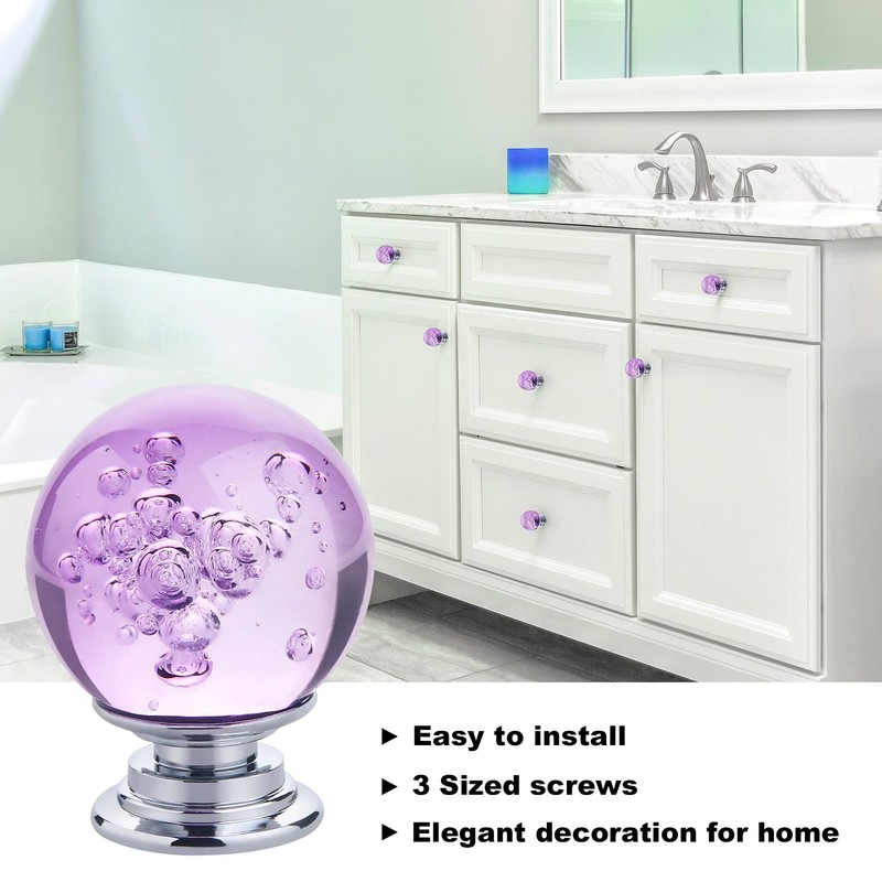 IEIK 10 PCS Crystal Cabinet Knobs Round Glass Bubbles Dresser