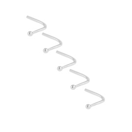 5/925 Solid Sterling Silver Tiny 1.5 mm Ball L Shape Screw Nose Studs