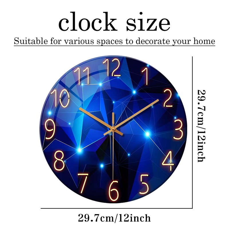 Blue Wall Clock for Living Room Decor Kitchen Wall Clocks