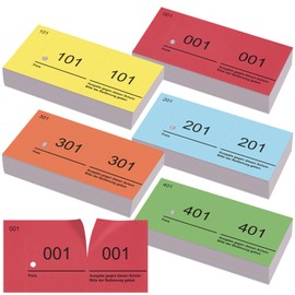 Nezyo Number Blocks Double Numbers Block 1-500 Numbers 5 Colours 5 x 10 cm Number Pads for Wardrobe Brands Numbered Tear-Off Loose Events Parties Fairs Lotteries and Treats