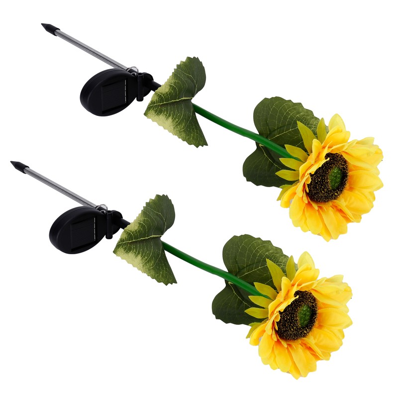 2Pcs Solar Powered LED Lamp Artificial Flower Light Garden Courtyard