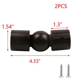 T Tulead Curtain Rods Corner Connector Wood Elbow Connector 1.1-Inch Inner Diameter Adjustable Curtain Rod Corner Connector 2PCS with Screws