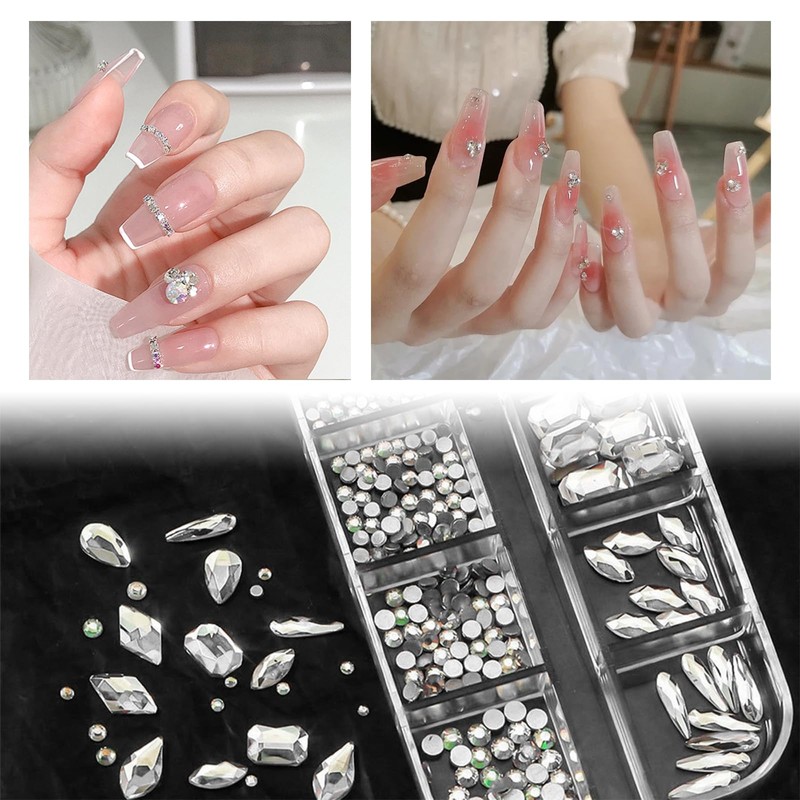 YFFSFDC Nail Parts, Rhinestones, Nail Art Parts, 3D, Large Capacity