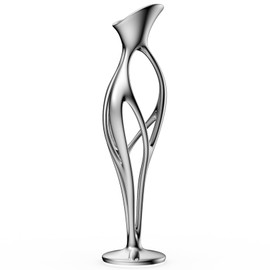 Artistic Cast Stainless Steel Taper Candle Holder - 9.5 Inch Modern Sculpture Design, Hand-Polished Wedding & Dining Table Centerpiece - 1-Piece Indoor/Outdoor Decor (Luxury Gift)