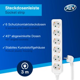 REV REV Steckdosenleiste - Mehrfachsteckdose 6-Fach, max. 3500W, 3m, wei?
