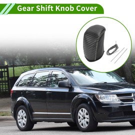 HOPESPANNER Gear Shift Knob Cover for Dodge Journey 2011-2020 Anti-Slip Black Carbon Fiber Grey Stick Shifting Handle Protector Faux Leather 1 Pc