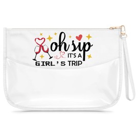 Gfhzdmf Girls Trip Gifts Favors Clear Makeup Bag Friendship Gifts Weekend Bags for Women Funny Travel Present Summer Vacation Birthday Christmas Graduation Present for Her Sister Friend Zipper Pouch