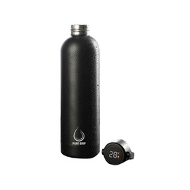 Pure Drip Water Bottle,Vacuum Insulated Stainless Steel Water Bottle with Smart Temperature Indicator, 750 ml (25 oz) (BLACK)