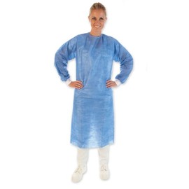 FRANZ MENSCH Pack of 50 Sterile Gown SMS, Blue, XL, L: 130 cm, Circumference: 155 cm, Infection Protection Gown, Disposable Gown