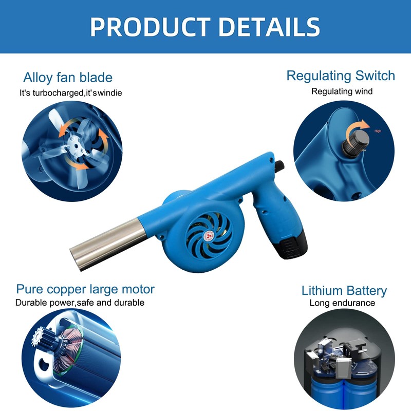 ELSOON Electric Bellows Portable Fireplace Tools 12V 5000 RPM Fan
