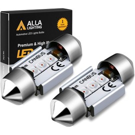 Alla Lighting Super Bright DE3021 DE3175 LED Bulbs, Red Dome, Map, Trunk, Step Courtesy Lights, 31mm 7065 DE3022 CAN-Bus Interior Festoon Lamps