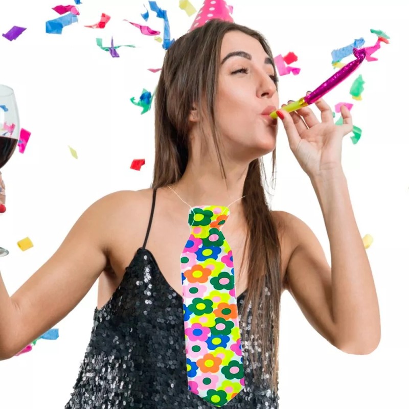 Lecute 10 Corbatas Neon Fiesta Fluorescente Brilla Luz Negra Party