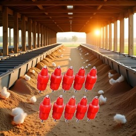 10Pcs Red Automatic Poultry Easy Installation Watering Nipples Chicken Drinkers, Easy to Clean and Store Chicken Waterer Nipples, Poultry Feeding and Watering Supplies, Poultry Fountains and Waterers