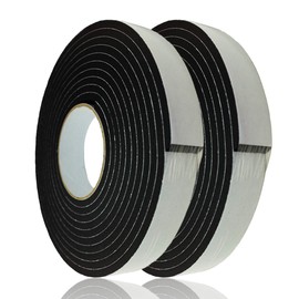 Adhesive Foam Tape Weather Strip for Doors Sticky Foam Strip Insulation Soundproofing Tape Single Sided Closed Cell Foam Tape 1/4 Inch Thick x 1 Inch Wide,2 Rolls