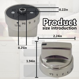 XSPANDER WB03X24818 Stove Knob Replacement Fit for GE Gas Stoves JGB860EEJ3ES JGB860EEJ4ES, Replace AP5989029, PS11729081, Reinforced D-Shape Hole, Silver, 5 Pack