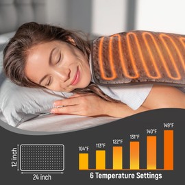 Heating Pad for Back Pain Cramps Relief, XL Electric Heating Pad for Period Cramps & Body Neck Shoulder Legs Knee Feet, 6 Heat Settings, Auto-Off, Machine Washable, Gifts for Women Men, 24" x 12"