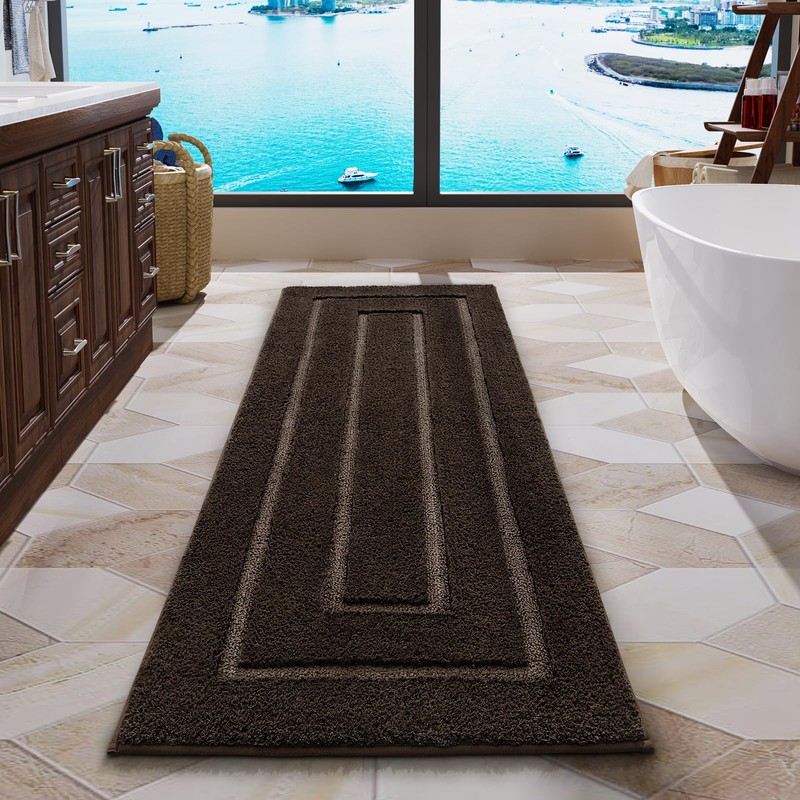 HOMORE Bathroom Runner Rug 24x60 Inch Brown Long Runner Rug,