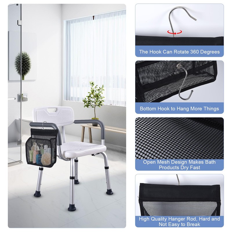 ieddet 2 Pack Hanging Shower Caddy for Shower Chair, Mesh