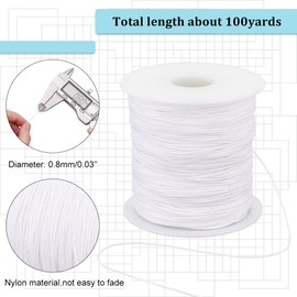 PH PandaHall alrededor de 100 m/rollo de 0,8 mm de hilo de nailon chino, hilo blanco para hacer manualidades