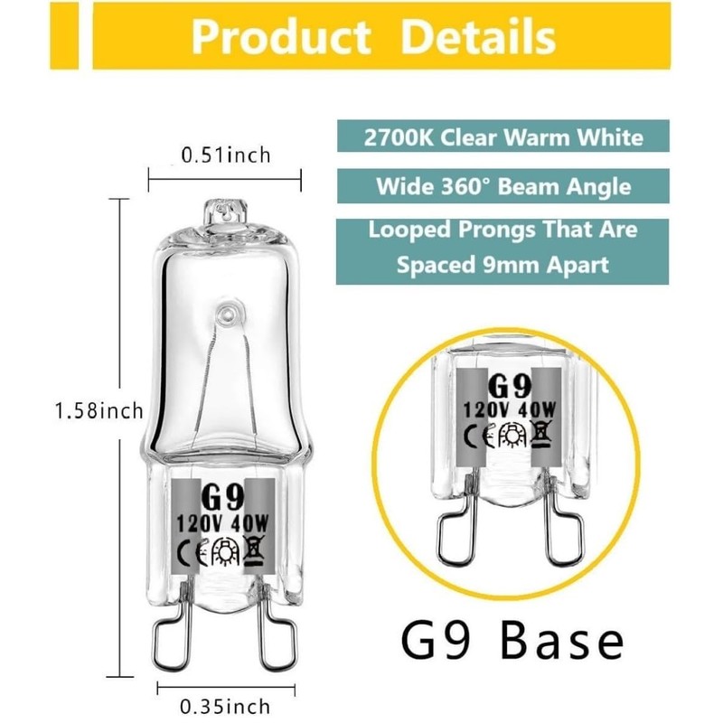 (2 PCS) WB25T10102 Lamp Halogen Bulb G9 fits for GE