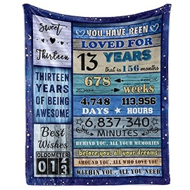 13th Birthday Gifts for Girls Boys Blanket 60"X50", 13 Year Old Girl Boy Gift Ideas, Best Gifts for 13 Year Old Girl, Coolest Gifts for 13 Year Old boy, 13th Birthday Decorations for Girls Boy