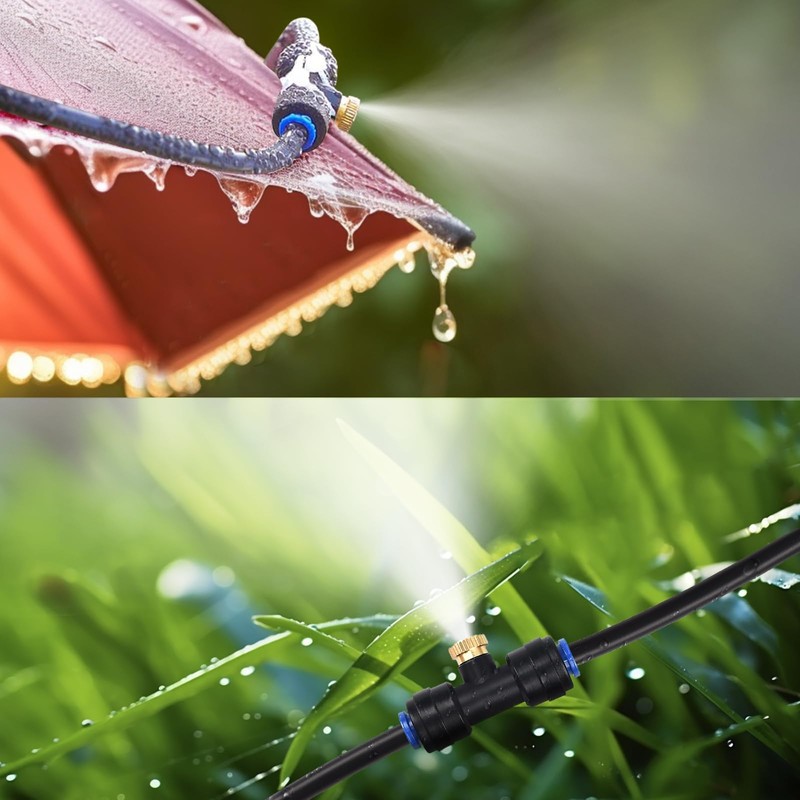GOXAWEE Misting System, 26FT (8M) Misting Line + 7 Brass
