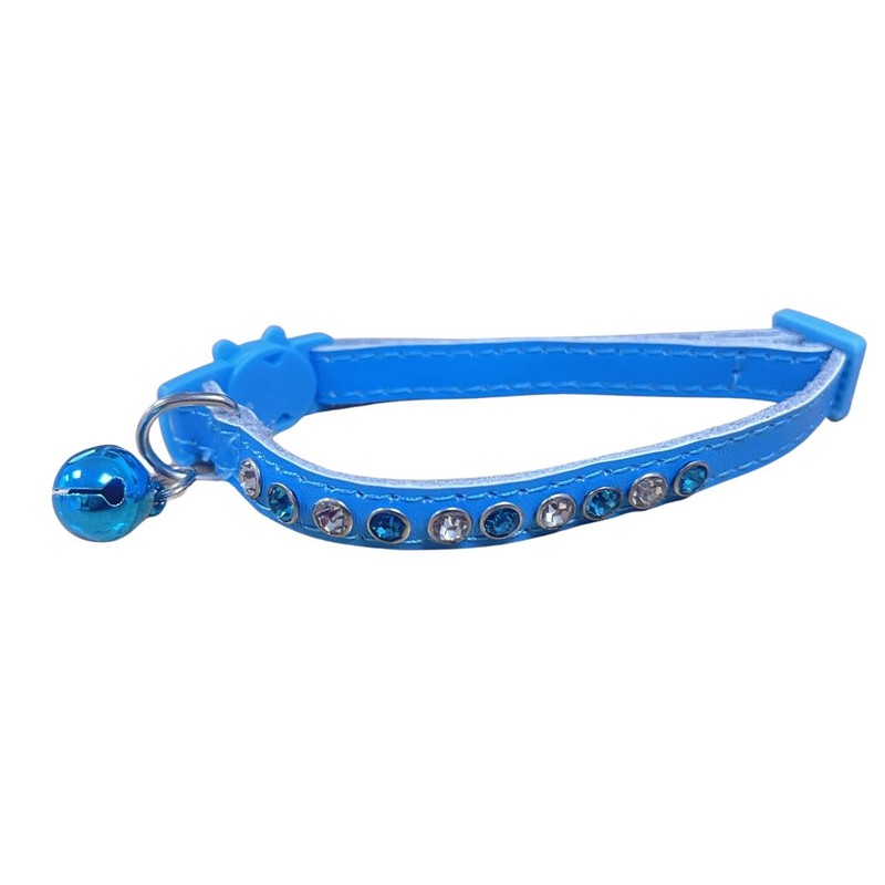 Cute Leather Cat Collar with Sparkly Bling Diamante Diamond Effect