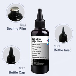 Dikarsum Refill Ink Kit for HP 60 61 62 63 94 95 96 564 920 901 902 932 933 934 940 950 951 952 Inkjet Printer Cartridges for Refillable Ink Cartridges CISS System with 1 Free Syringe(4x100ml BK)