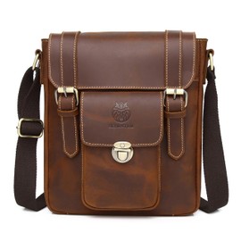 SCHLATUM Messenger Bag for Men Leather Crossbody Shoulder Bag Satchel Travel Bag with Adjustable Strap Phone Pocket