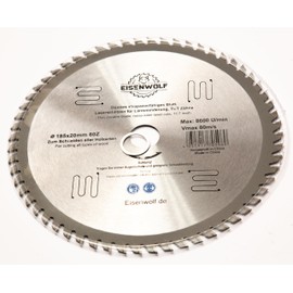 185 x 20 mm Saw Blade, Circular Saw Blade for Wood with 60 Tilted TCT Teeth
