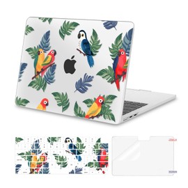 MOSISO Compatible with MacBook Air 13 inch Case 2025 2024 2023 2022 M4 A3240 M3 A3113 M2 A2681, Plastic Hard Shell&Keyboard Cover&Screen Protector for MacBook Air 13.6 inch Case, Colorful Parrots