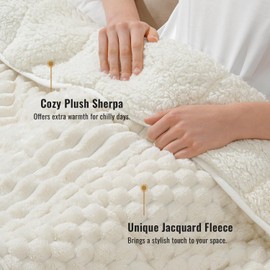 Uttermara Fleece Weighted Blanket for Adults Queen Size 15lbs, Soft Sherpa Weighted Blankets for Sleeping and Calming, Fuzzy Heavy Blanket for Bed and Couch, 60 x 80 Inches, Cream White