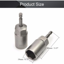 Heyiarbeit 2 Pcs 1/4" Quick-Change Hex Shank 19mm Nut Setter Driver Drill Bit, 80mm Length, Metric No-magnetic