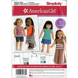 Simplicity American Girl Sewing Pattern SO170 One Size 18" Doll Clothing