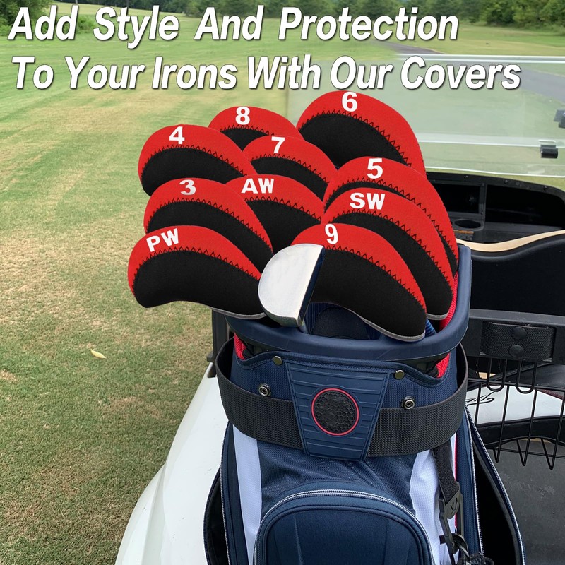 Golf Iron Head Covers with Number Printed Value 10 Pcs/Set,