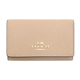 Coach F76741 76741 Accessories (Key Case) Cross Grain Leather 5 Row Key Case, Women's, Men's, Outlet Product, Brand, Parallel Imported, beige (taupe)