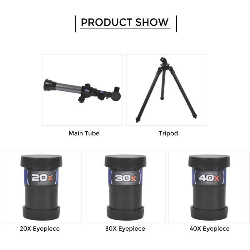 Kids Telescope 20X-30X-40X Adjustable Astronomical Telescope with Tripod for Children