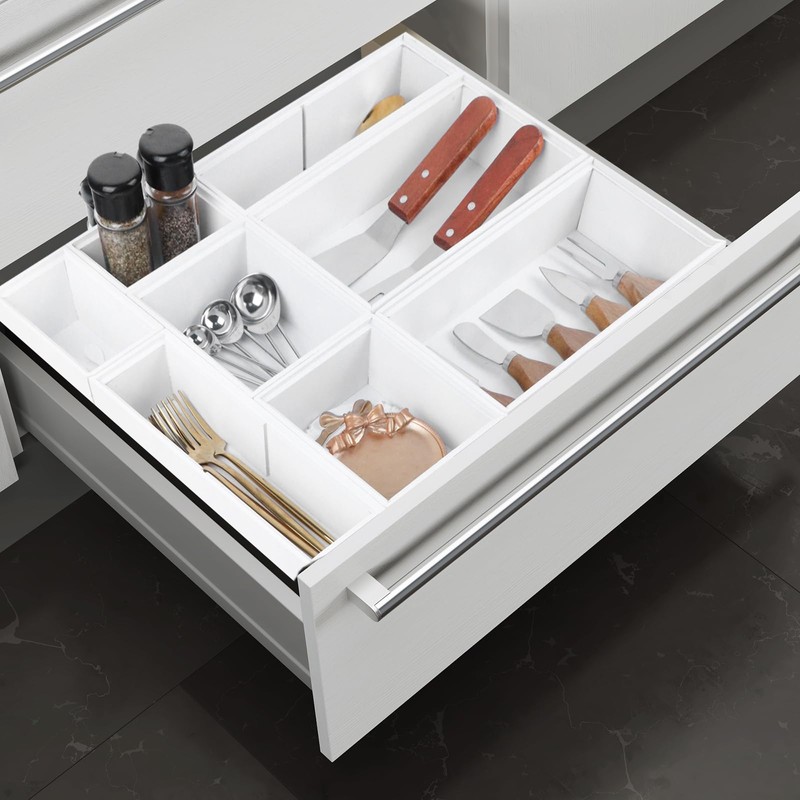 Bxngjuj Bamboo Drawer Organizer Set, 8 PCS Multi-Use Wood Drawer