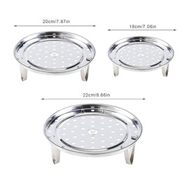 XGzhsa Stainless Steel Steaming Rack, Round Steaming Stand, 3 Pieces Multifunctional Steamer Rack with Removable Legs for Stock Pot Steaming Tray Pressure Cooker Cooking (18cm, 20cm, 22cm)