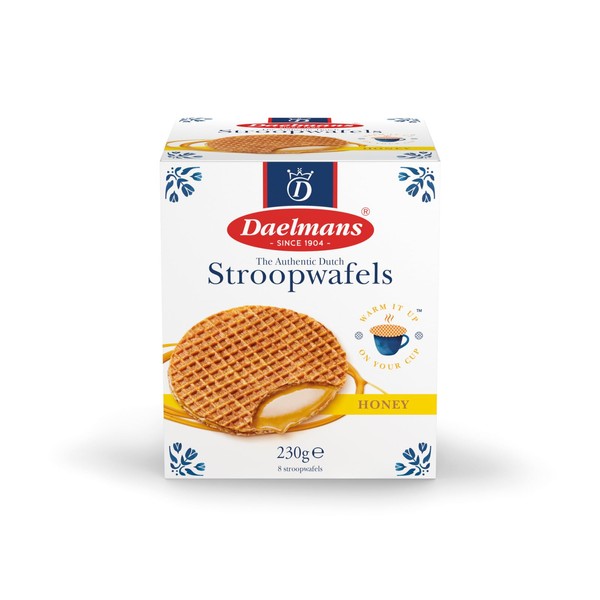 Daelmans Honey Stroopwafels - One cube box with 8 Honey Stroopwafels