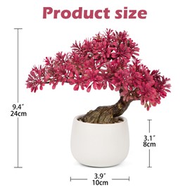 Pink Bonsai Tree Juniper Faux Plants Indoor Pink Fake Plants Decor with Ceramic Pots for Home Table Office Desk Bathroom Shelf Bedroom Living Room Farmhouse Decorations