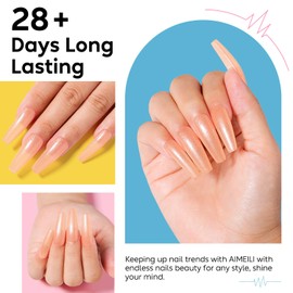 AIMEILI Glitter Rubber Base Gel, Nude Semi-Permanent Nail Polish, Elastic Base Rubber Gel UV/LED Soak Off Gel Nail Polish - Nice Thick and Self-Leveling - (577) 10ml