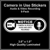 Camera in Car Recording Video 6-Pack Decals White & Black