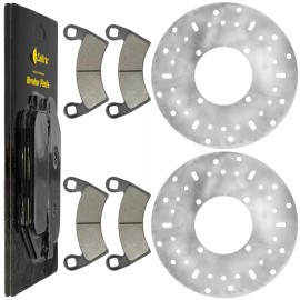 Caltric 2 Front Brake Disc Rotor And Pads for Polaris Ranger Crew 570 EFI 2014 2016-2021