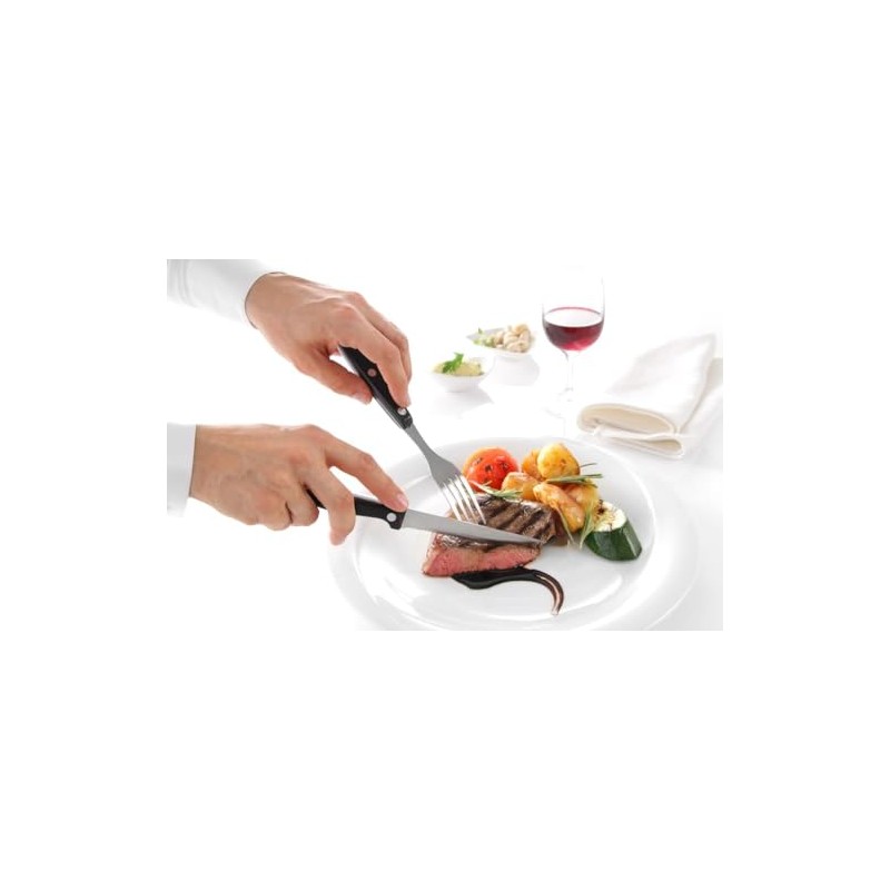 HENDI Steakmesser Set, 6-teilig, Klinge mit Wellenschliff, extra scharfe Klinge,