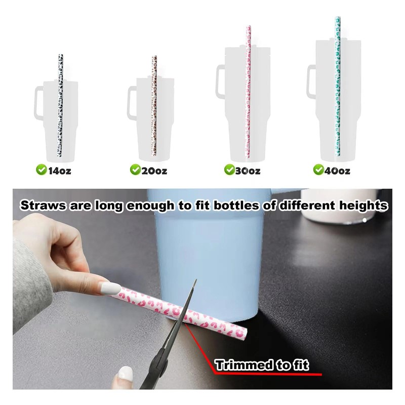 UWAYEXRA 40oz Replacement Straws 8 Pack | Tumbler Leopard Straws,